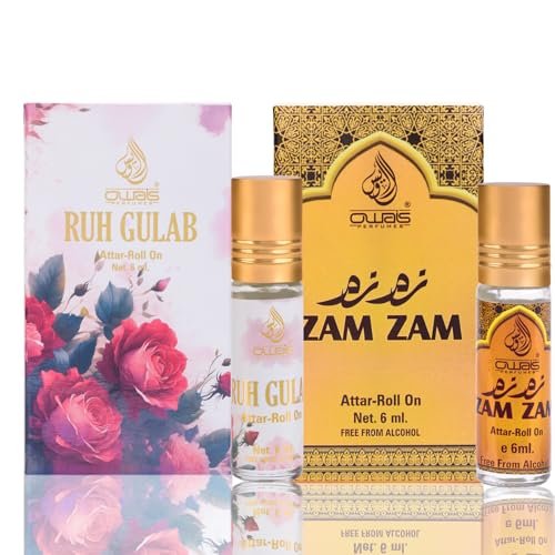 OWAIS Combo Rose & Zam Zam Attar | Alcohol Free |6ml x 2 |Long Lasting Perfume For Men & Women (Pack of 2) OWAIS Combo Rose & Zam Zam Attar | Alcohol Free |6ml x 2 |Long Lasting Perfume For Men & Women (Pack of 2)
