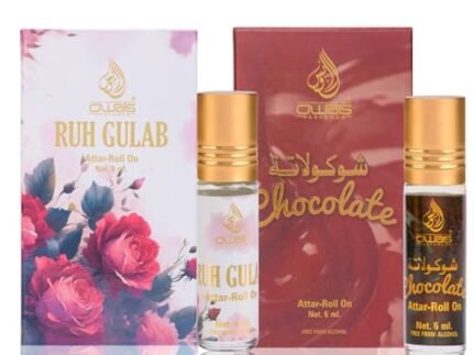 OWAIS Combo Ruh Gulab & Chocolate Attar | 6ml x 2 | Alcohol Free | Long Lasting Perfume For Men & Women (Pack of 2)