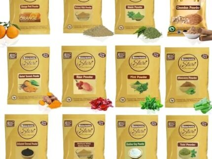 Online Quality Store Combo of 12 Skin Care Products ,(Multani Mitti, Neem, Orange Peel, Rose, Chandan, Charcoal, Mitti Stone, Kaolin Clay, Mint, Haldi,Alovera, Tulsi Powders) |skin care products combo,(Pack of 12 ,50g each ,Total 600 Pack)