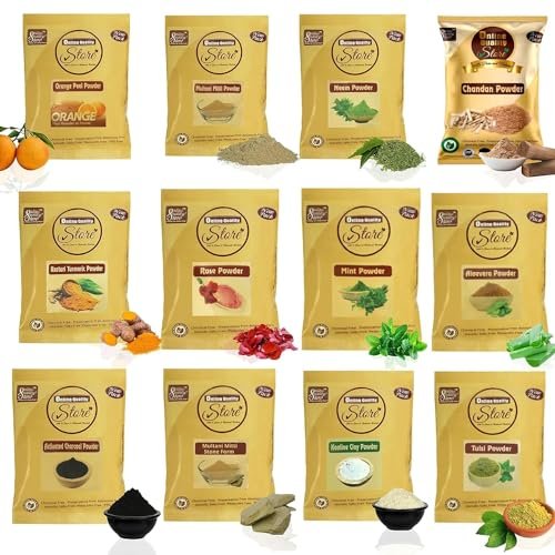 Online Quality Store Combo of 12 Skin Care Products ,(Multani Mitti, Neem, Orange Peel, Rose, Chandan, Charcoal, Mitti Stone, Kaolin Clay, Mint, Haldi,Alovera, Tulsi Powders) |skin care products combo,(Pack of 12 ,50g each ,Total 600 Pack) Online Quality Store Combo of 12 Skin Care Products ,(Multani Mitti, Neem, Orange Peel, Rose, Chandan, Charcoal, Mitti Stone, Kaolin Clay, Mint, Haldi,Alovera, Tulsi Powders) |skin care products combo,(Pack of 12 ,50g each ,Total 600 Pack)