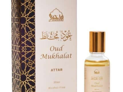 Oud Mukhalat Attar Oil by Dukhni | Arabic perfume oils for men and women, without alcohol | 30ml Pure ittar roll on perfume, saffron oud oil, oudh | Eid, Ramadan, Umrah Haj Gifts, Islamic Fragrances