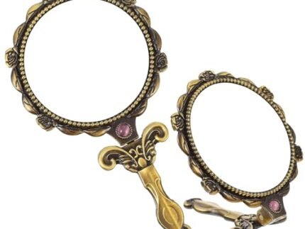 PERMAFROST Makeup Mirror 180 Degree Swivel European-Style Antique, Retro Vintage Flower Pattern Vanity Mirror,Travel Face Mirror.