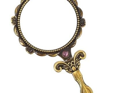 PRAYAS Vintage Handheld Makeup Mirror for Women | Decorative Rhinestone Travel Vanity Mirror | Tabletop Stand Mirror | Compact Retro Style Face Mirror for Gifting & Personal Use (Pack of 2)