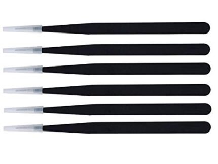 PagKis 6 Non Magnetic ESD Safe Straight Pointed Tweezers (Black)