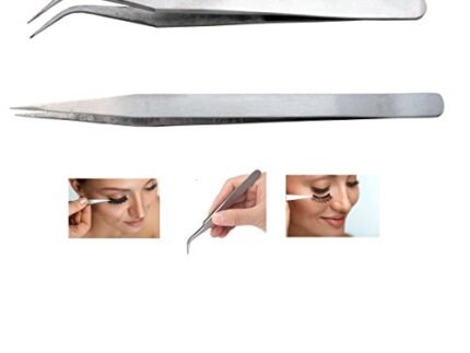 PagKis Stainless Steel Multipurpose Tweezer Set for False Eye Lashes, Eyelash Extensions, Nail Art - Manicure Tool