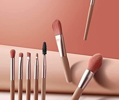Portable Mini Makeup Brush Set – 8 Piece Set for Foundation, Blush, Eyeshadow, Eyelash, Lip and Brow