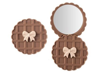 Portable Pocket Size Makeup Mirror – Small Compact Face Mirror with Adorable Waffle Design – Mini Travel Friendly Purse Mirror for Beauty Touch Ups, Handbag and Cosmetic Kit (Multicolor)