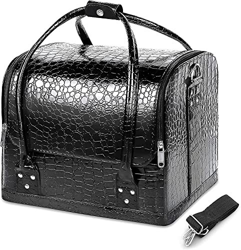 Professional PU Leather Makeup Case | Beauty Box with 5 Sections – Large Waterproof Vanity Organizer – Ideal Travel Handbag for Women & Girls – Black Professional PU Leather Makeup Case | Beauty Box with 5 Sections – Large Waterproof Vanity Organizer – Ideal Travel Handbag for Women & Girls – Black