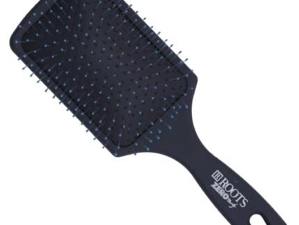 ROOTS Zero Tangle Black Paddle Hair Brush | Flexi Cushion Base | Soft Rounded Bristles | Damage-Free Detangling on Sensitive/Wet/Dry Hair | For Men & Women | Length – 9.7 Inch, Model No – RZTP-BK
