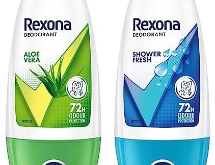 Rexona Aloe Vera Underarm Roll On Deodorant for Women, 50ml and Shower Fresh Underarm Roll On Deodorant for Women, 50ml