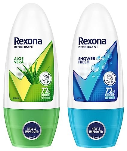 Rexona Aloe Vera Underarm Roll On Deodorant for Women, 50ml and Shower Fresh Underarm Roll On Deodorant for Women, 50ml Rexona Aloe Vera Underarm Roll On Deodorant for Women, 50ml and Shower Fresh Underarm Roll On Deodorant for Women, 50ml