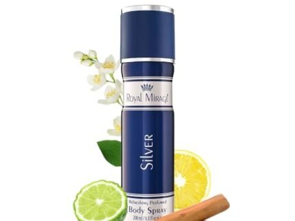 Royal Mirage Silver Body Spray | All-Day Freshness | Unisex Perfume | Timeless Sophistication | Long-Lasting Fragrance | Citrus, Floral & Woody Notes | Affordable Luxury | 200ml