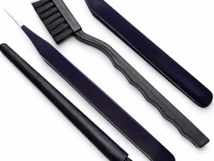 SCHOFIC 4 in 1 ESD Anti Static Tweezers & Brush Set,Made of Stainless Steel