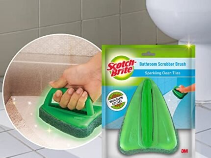 Scotch-Brite Bathroom Tile Scrubber Brush- Cleans Tiles, hard to reach corners, Floors, Tough stain removal, Ergonomic handle for excellent grip, Triangular Head for easy cleaning