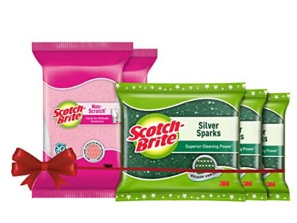 Scotch-Brite Non Scratch Sponge (Pack of 2) and Scrub Pad Large (Pack of 3)