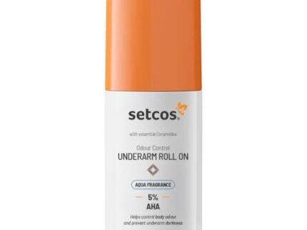 Setcos UnderArm Roll-On with 5% AHA, Lactic & Mandelic Acid – Brightens, Exfoliates, Prevents Odour & Fades Pigmentation – Alcohol-Free Deodorant for Sensitive Skin, Aqua Scent – 50ml