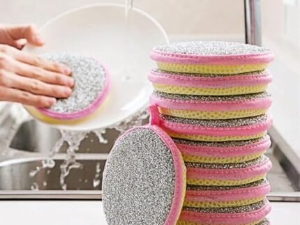 Shuttle Art 5 Pcs Washing Dishes Sponges Double-Sided Dishwashing Sponge Scrubber Round Non-Scratch Scrub Sponges Pads Kitchen Cleaning Tools for Dishes, Pots, Pans, Sink, Basin