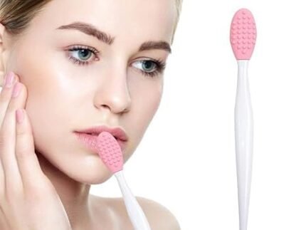 Silicone Lip Scrub Brush Double Sided Exfoliating Tool for Dry Lips Deep Massage Soft & Shiny Smoother Fuller Appearance