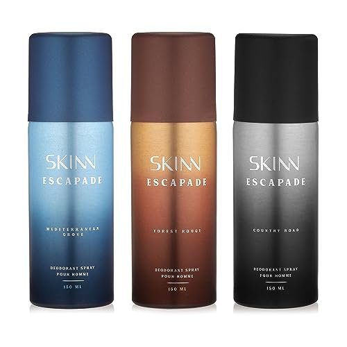 Skinn By Titan | Gift Pack Of Country Road, Mediterranean Grove & Forest Rouge (150 ml x 3) | Perfume For Man| Gift Set For Men |Long Lasting Smell Deoderant |Dermatologically Approved | Everyday Body Spray Skinn By Titan | Gift Pack Of Country Road, Mediterranean Grove & Forest Rouge (150 ml x 3) | Perfume For Man| Gift Set For Men |Long Lasting Smell Deoderant |Dermatologically Approved | Everyday Body Spray