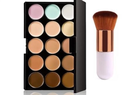 Smart Beauty 15 Colors Contour Face Cream Makeup Concealer Palette with mini foundation brush (Multicolor)