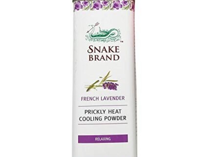 Snake Brand Prickly Heat Cooling Powder French Lavender 280 g – Instant Cooling & Soothing Heat Rash Relief, Relaxing Aroma