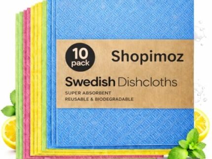 Sponge Wipe for Kitchen (Pack of 10)| Cloth for Counters & Washing Dishes | Reusable and Absorbent | Multipurpose Cellulose Sponge - 100% Biodegradable & Compostable (Multi Color)
