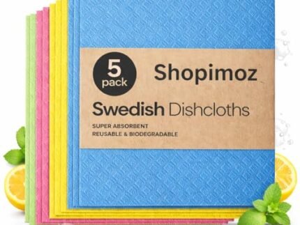 Sponge Wipe for Kitchen (Pack of 5)| Cloth for Counters & Washing Dishes | Reusable and Absorbent | Multipurpose Cellulose Sponge – 100% Biodegradable & Compostable (Multi Color)