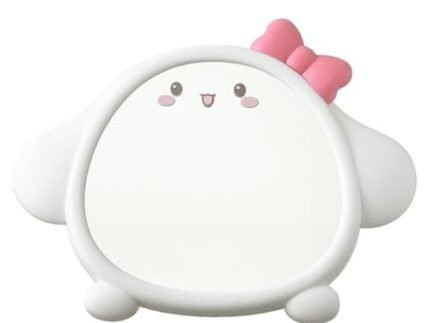 Spooky Cute Makeup Mirror Cartoon Puppy Mirror for Desk, Desktop Mirror with Stand for Girls, Kids, Hanging Vanity Makeup Mirror for Bedroom, Bathroom, Office, Dressing Room (B-White)