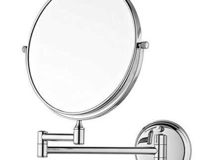 Stainless Steel Magnifying Shaving Makeup Round Mirror Chrome Plated Wall Mounted Frame (Silver)