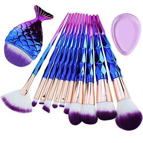 Start Makers Diamond Handle Makeup Brush Set with Big Fish Tail for Foundation Eyeshadow Lips – 12 Pieces Start Makers Diamond Handle Makeup Brush Set with Big Fish Tail for Foundation Eyeshadow Lips – 12 Pieces