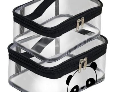 Storite 2-Set Multipurpose Transparent Travel Pouch Makeup Toiletry Kit Bag, Cosmetic Pouch for Women Makeup Organizer Bag Plastic Box Vanity, Shaving Kit Toiletry Bag for Men (23.5×15.5×10 cm)