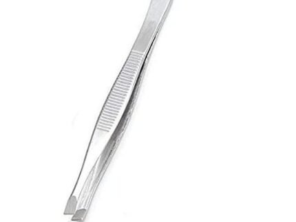 Suryavanshi World Flat Tip Metal Tweezer and Plucker for Upper Lip, Eyebrows and Blackhead, Silver (Pack of 1)