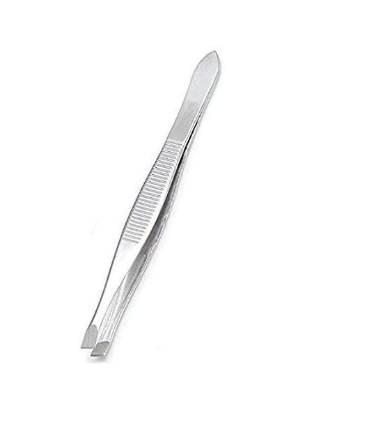 Suryavanshi World Flat Tip Metal Tweezer and Plucker for Upper Lip, Eyebrows and Blackhead, Silver (Pack of 1) Suryavanshi World Flat Tip Metal Tweezer and Plucker for Upper Lip, Eyebrows and Blackhead, Silver (Pack of 1)