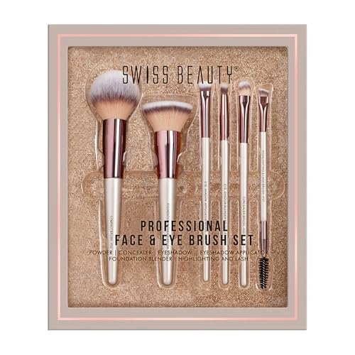 Swiss Beauty Premium Synthetic Bristle Professional Face & Eye Makeup Brushes Set With 6 Makeup Brushes For Cream, Liquid & Powder Formulation Swiss Beauty Premium Synthetic Bristle Professional Face & Eye Makeup Brushes Set With 6 Makeup Brushes For Cream, Liquid & Powder Formulation