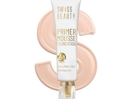 Swiss Beauty Primer Mousse Foundation Weightless Smooth & Velvet Touch, Matte Finish, Face Makeup, Natural Beige, 30ml
