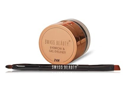 Swiss Beauty Waterproof Eyebrow & Gel Eyeliner 2 In 1 With Brush | Smudge Proof Gel Eyeliner And Eyebrow Definer Pencil | Shade- 01 Black, 7G