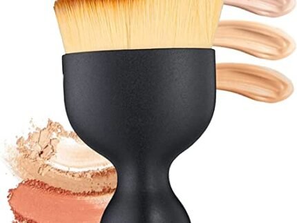 TCCO ENTERPRISE Foundation Makeup Brush, Flat Kabuki Travel Foundation Brush for Blending Liquid, Cream or Flawless Powder Cosmetics, Portable Face & Body Makeup Brush, with Protective Case (Black)