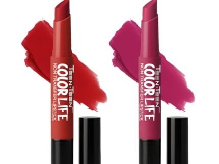 TEEN TEEN Color Life Nontransfer Crayon Lipstick |Matte Finish with Built-in Primer |Waterproof & Long Lasting Lip Color |Smudge-Proof, Fade-Resistant Formula |Combo Color (Regal Red, Rose Pink)