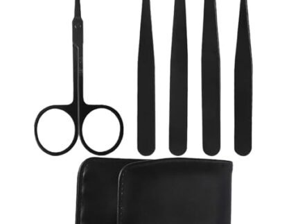 TEMPERIA (Pack of 5) Eyebrow Tweezer Set for Hair Removal – Plucker for Eyebrows, Ingrown Hair & Facial Hair- Eye Brow Shaper Forceps for Women & Men – Eyebrow Grooming Tools (HS484)