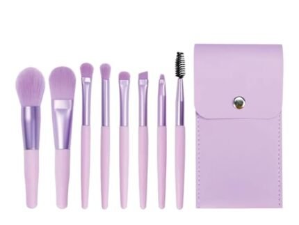 TEMPERIA (Pack of 8) Small Size Makeup Brush Set – Soft Bristles Make Up Brushes Sets Kit for Foundation, Concealers, Eyeshadow, Blush, Compact Face Powder, Highlighter, Contour, Blending Eye Liner – With Pouch (Random Colors)