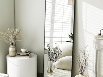 The Artment your artistic apartment Vista Arched Floor Full Length Mirror | Large Free Standing with Aluminium Frame | Wall Mounted Or Leaning for Living Room Home Decor (Black (Square), 160 X 50 CM)