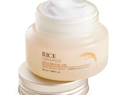 The Face Shop Rice & Ceramide Moisturizing Cream with Rice Extracts for Skin Brightening | Ceramide Moisturizer For Skin Barrier Repair | Paraben & Paraffins Free, Korean skin care products, 50ml