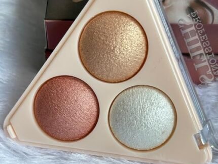 VBD ZONE 3 Color Highlighter Palette, Ultra Blendable Metallic Glow, Long Lasting Shimmer Makeup.