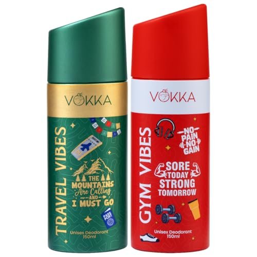 Vokka Vibes Deodorant Body Spray Combo Pack 300ml – 150ml x 2 | Gym & Travel Vibes | Unisex Long Lasting Deo | Strong & Fresh Fragrance for Gym & Travel | Daily Use Perfume Bodyspray for Men & Women Vokka Vibes Deodorant Body Spray Combo Pack 300ml – 150ml x 2 | Gym & Travel Vibes | Unisex Long Lasting Deo | Strong & Fresh Fragrance for Gym & Travel | Daily Use Perfume Bodyspray for Men & Women