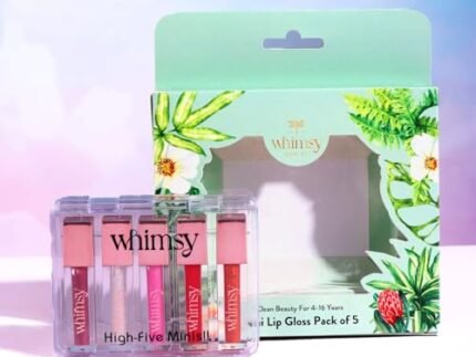 Whimsy Beauty Mini Lip Gloss Kit | Safe, Non Toxic Lip Gloss Set for Kids, Preteens & Girls | Moisturizing Lip Glosses with Vitamin E, Shea Butter & Jojoba Oil | Vegan and Cruelty Free (Pack of 5)