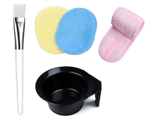 Women Facial Sponges Wipes Brush Headband Combo Facial Mask Applicator Brush with Bowl | Face Pack Makeup Cosmetic Soft Brush | 2 Face Cleaning Sponges | Women’s Polycotton Elasticized Adjustable Head Wrap Facial Headband COMBO Women Facial Sponges Wipes Brush Headband Combo Facial Mask Applicator Brush with Bowl | Face Pack Makeup Cosmetic Soft Brush | 2 Face Cleaning Sponges | Women’s Polycotton Elasticized Adjustable Head Wrap Facial Headband COMBO