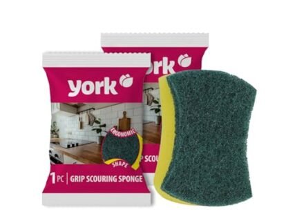 YORK Scouring Scrubby Non-Scratching Sponge - Pack of 6, Gentle and Effective Cleaning Sponges for Kitchen, Non-Stick Cookware, Glassware, and Household Surfaces - Durable and Safe for Everyday Use