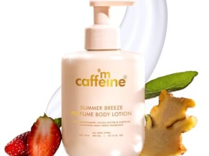 mCaffeine Summer Breeze Perfume Body Lotion 300ml| Niacinamide, Cocoa & Shea Butter For Deep Moisturization | Lightweight, Non-Sticky & Daily Use | Aqua-Fresh Beachy Fragrance | Winter Body Cream for Dry Skin