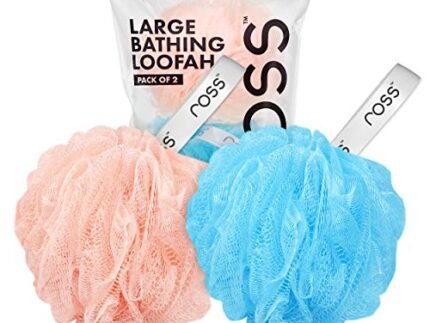 ross Large Bath Loofah Sponge Scrubber Exfoliator for High Lather Cleansing (Peach and Blue)