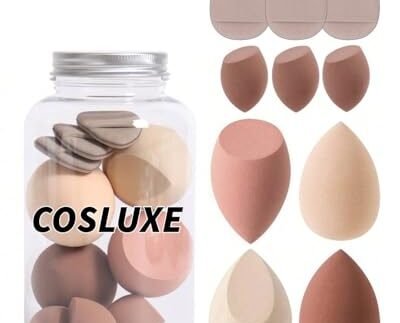 10Pcs Makeup Sponges Set With Storage Case, Including 4 Blenders, 3 Mini Beauty Blenders, 3 Mini Finger Cushions For Liquid, Cream & Powder, Multicolor Makeup Sponge Set for All types Of Skin